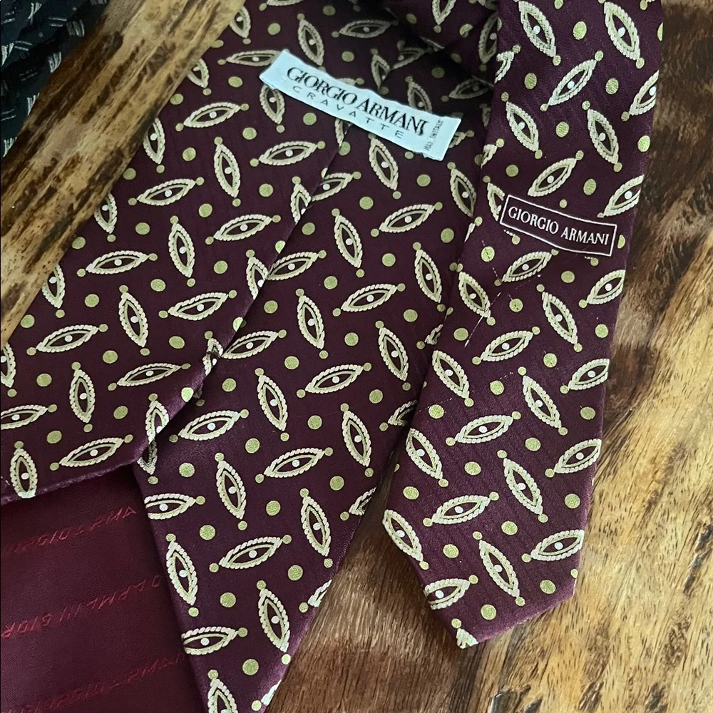 Giorgio Armani Men's Tie Trio - Navy, Black, Burgundy - Picture 2 of 4